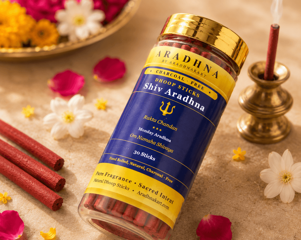 Shiv Aradhna dhoop sticks box packaging — charcoal-free