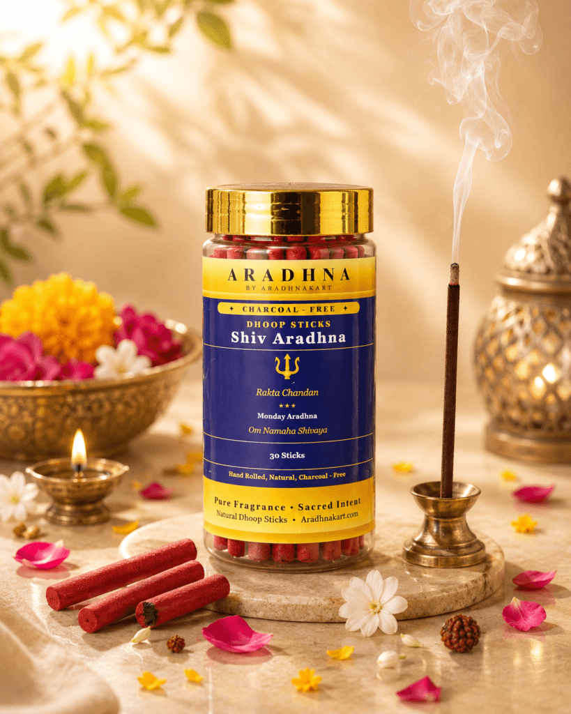 Shiv Aradhna charcoal-free dhoop sticks with Belpatra and Gugul fragrance for Somvar puja