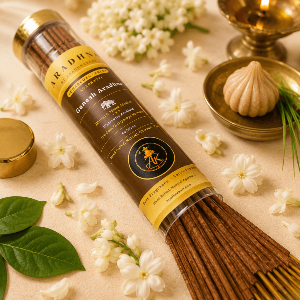 Ganesh Aradhna agarbatti burning — natural Mogra fragrance
