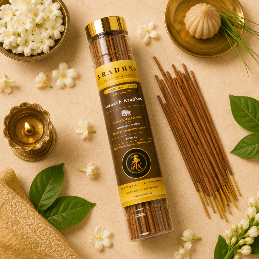 Ganesh Aradhna agarbatti box packaging — charcoal-free incense sticks