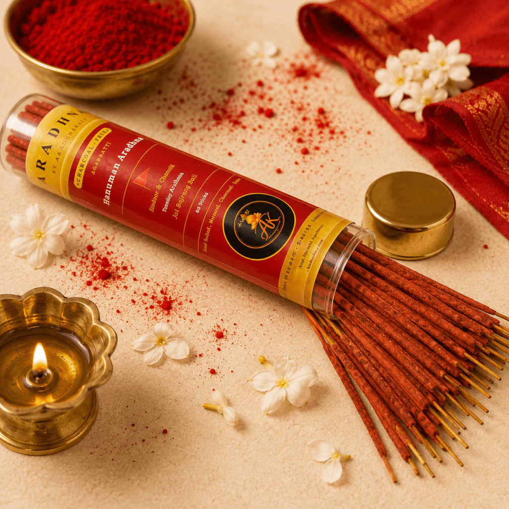 Hanuman Aradhna agarbatti in puja thali for Mangalvar morning prayer
