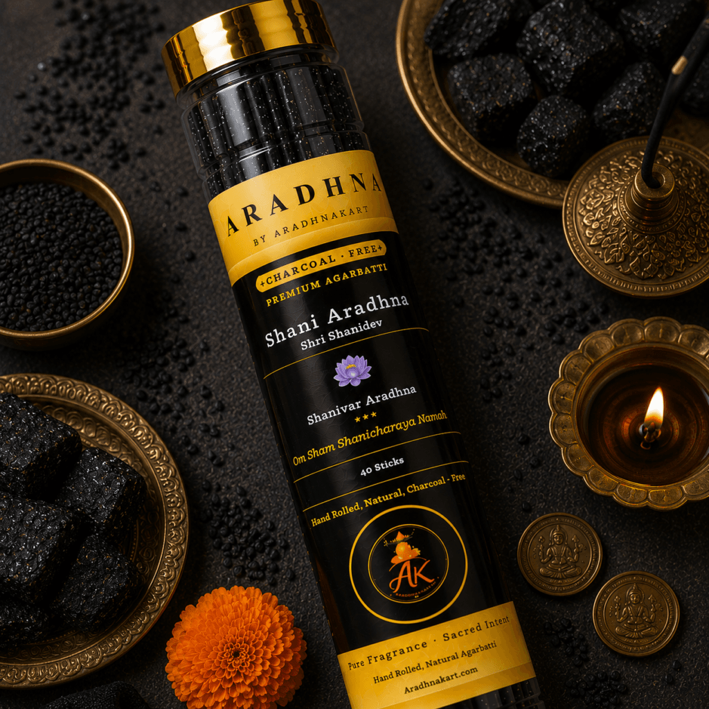Shani Aradhna agarbatti burning — natural Til and Lavang fragrance
