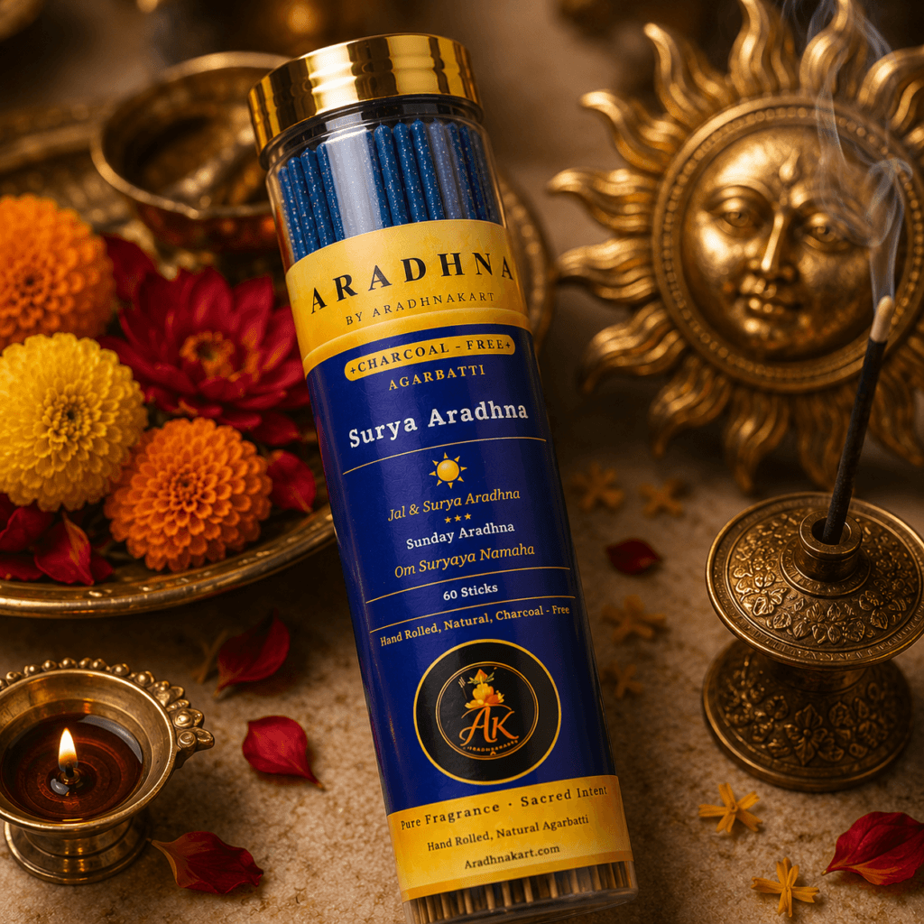 Surya Aradhna agarbatti burning — natural Sandalwood fragrance