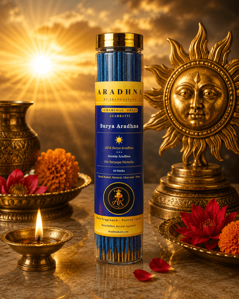 Surya Aradhna charcoal-free agarbatti with Sandalwood and Amber fragrance for Ravivar puja