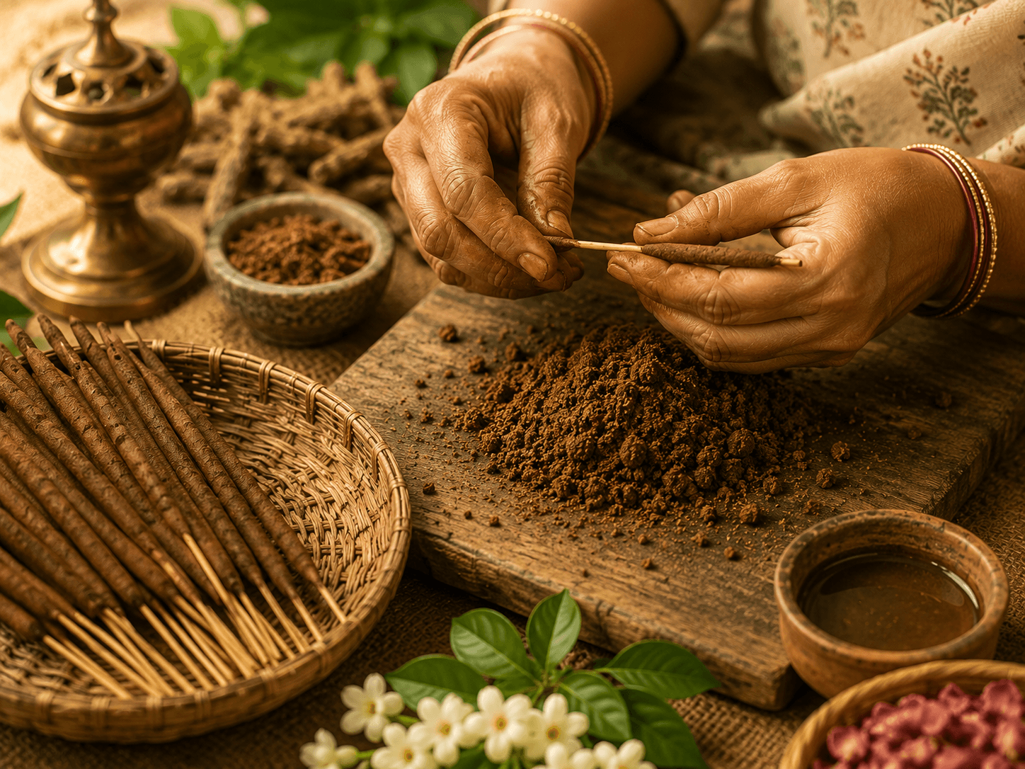 Hand-rolling incense